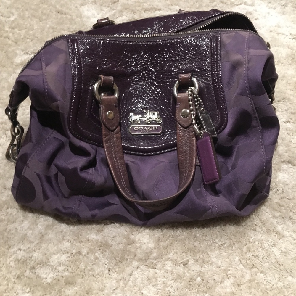 Coach Madison Op Art Audrey purple satchel